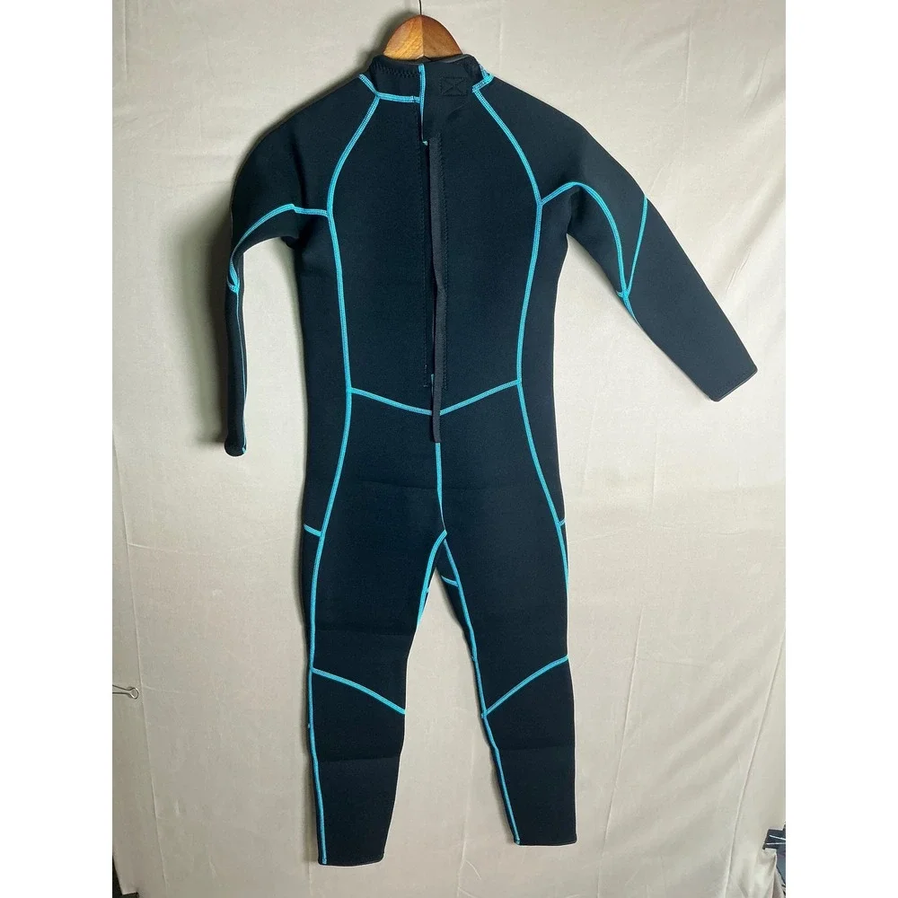 OMGear Wetsuit Kids Size 14 Black Blue Excellent 3mm Neoprene Full Body Suit
